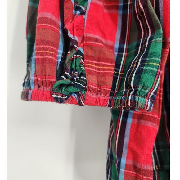Crown & Ivy Green and Red Plaid 3/4 Sleeve Top - Size Large - Picture 4 of 4